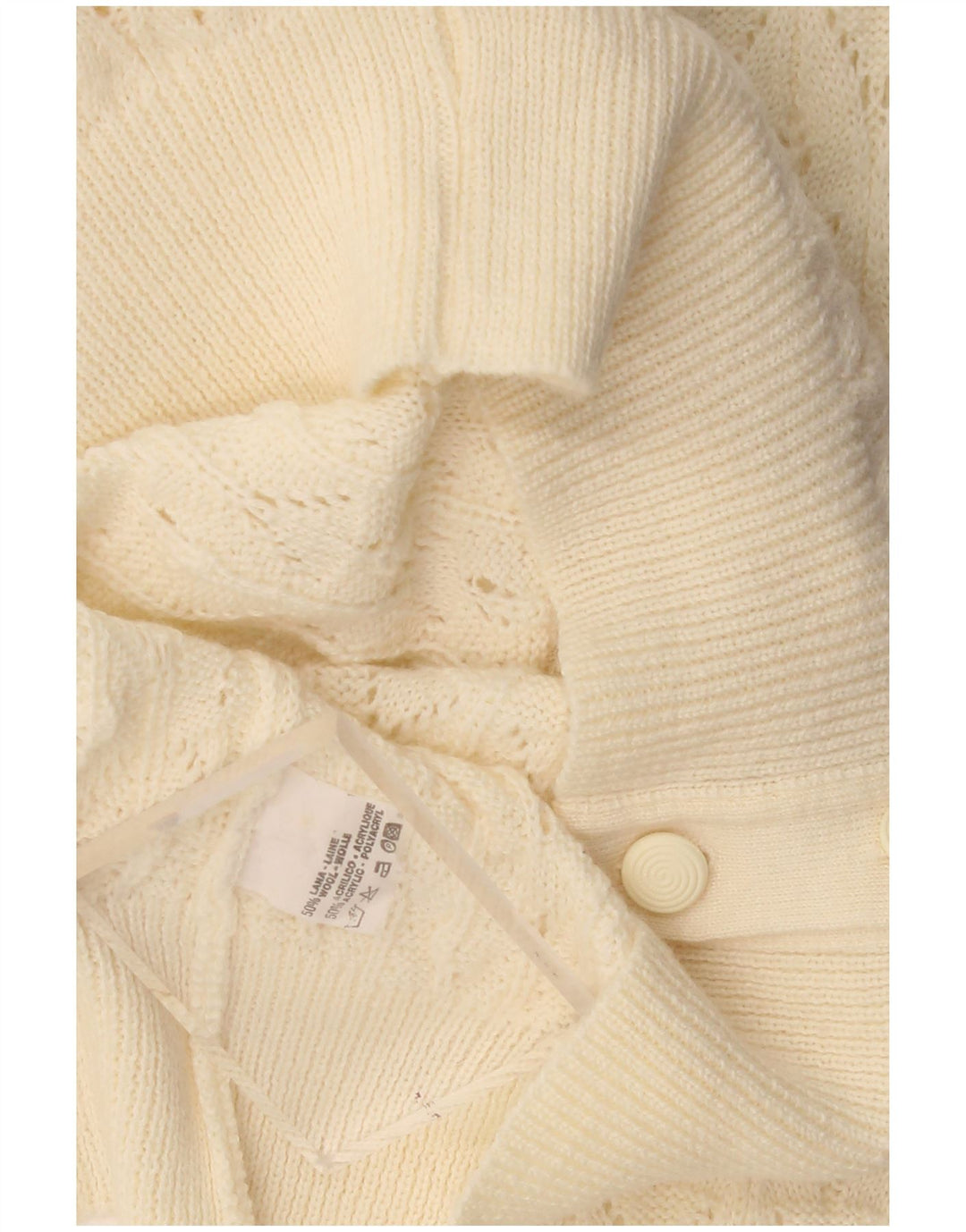 Vintage Womens Cardigan Sweater UK 16 Large Beige Wool