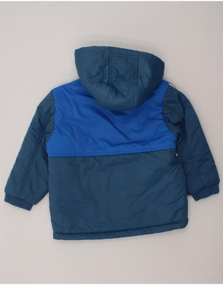ADIDAS Boys Hooded Padded Jacket 3-4 Years Blue Colourblock Polyester Vintage Adidas and Second-Hand Adidas from Messina Hembry 