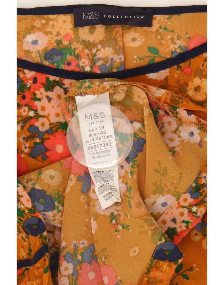 Marks & Spencer Womens Oversized Blouse Top UK 18 XL Orange Floral