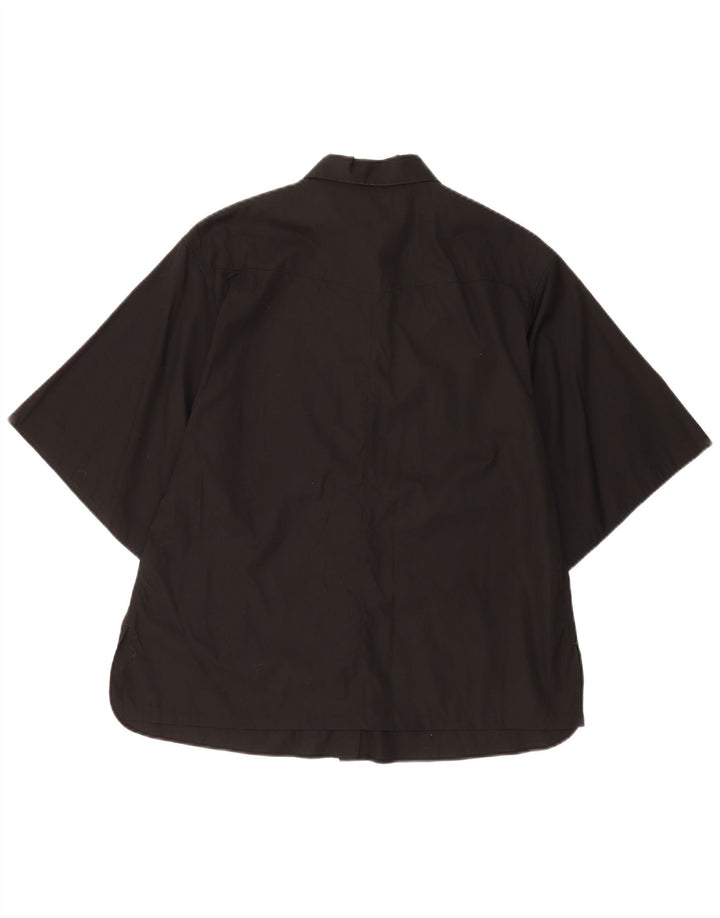 Massimo Dutti Damen Kurzarm-Oversize-Hemd EU 34 2XS Schwarz