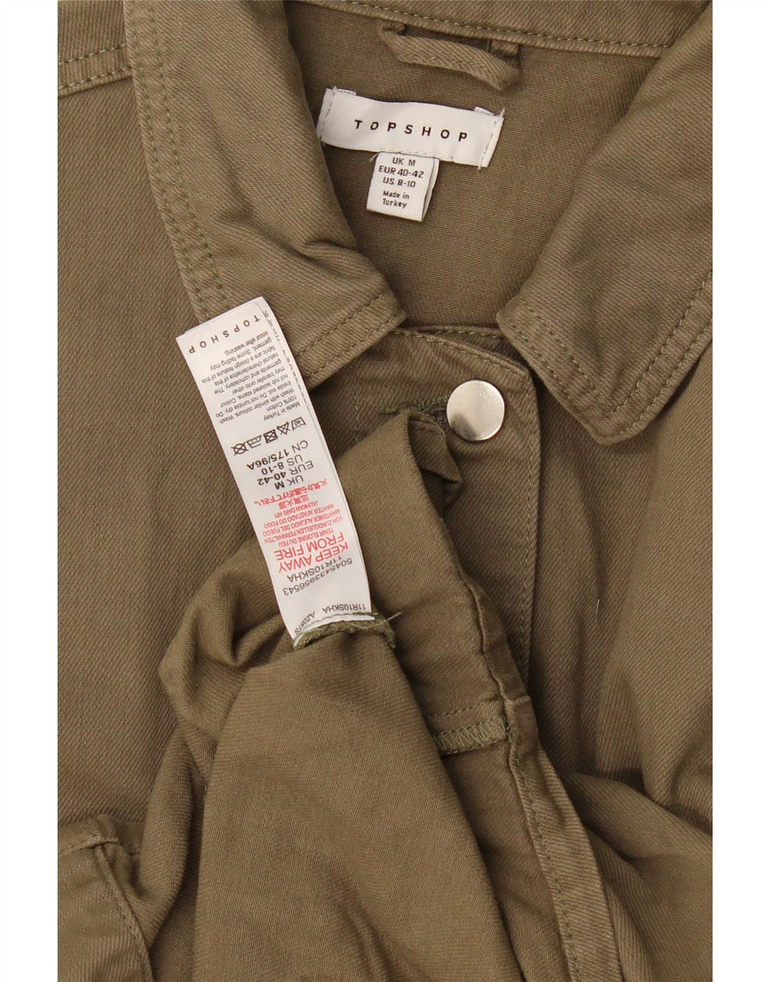 Jaqueta bomber feminina superdimensionada Topshop Reino Unido 14 algodão cáqui médio