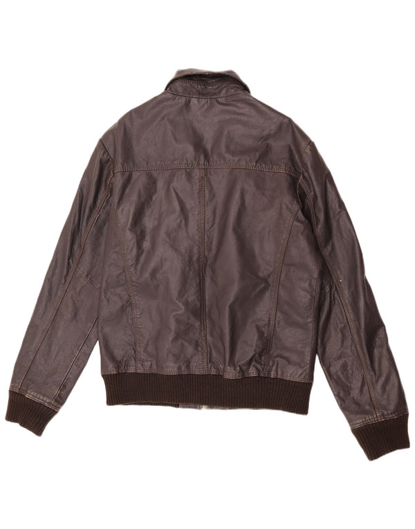 Project Mens Leather Jacket UK 40 Large Brown