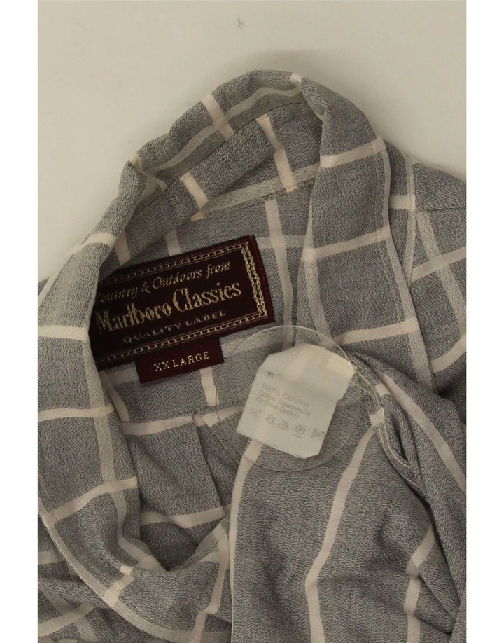 Marlboro Classics Mens Short Sleeve Shirt 2XL Grey Check Cotton