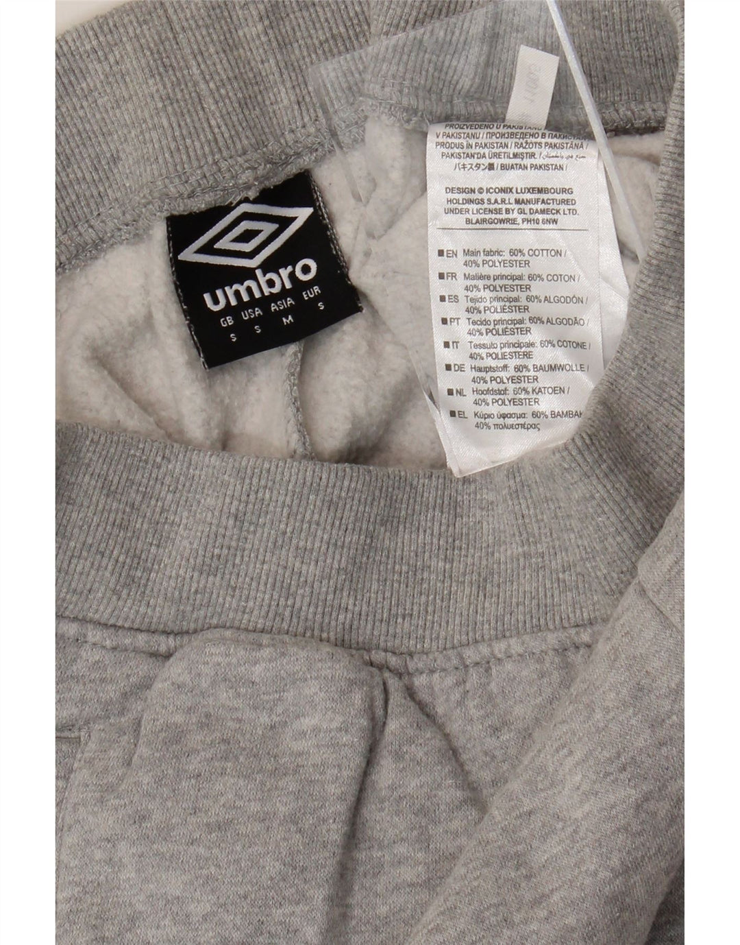 UMBRO Mens Graphic Crop Tracksuit Trousers Small  Grey Cotton