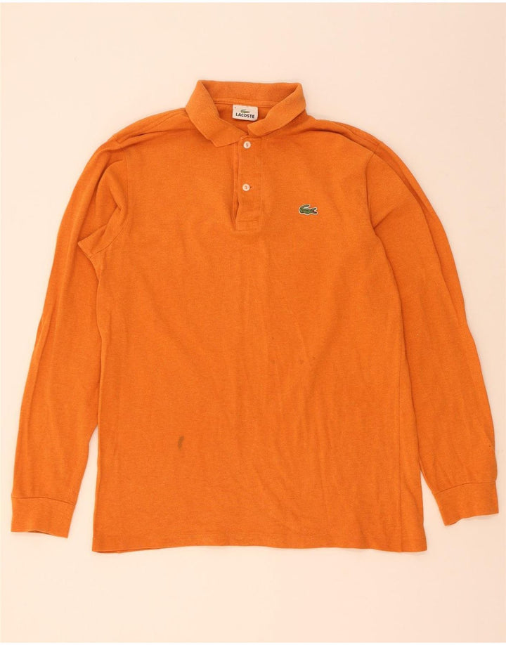 Lacoste Mens Long Sleeve Polo Shirt Size 4 Medium Orange Cotton