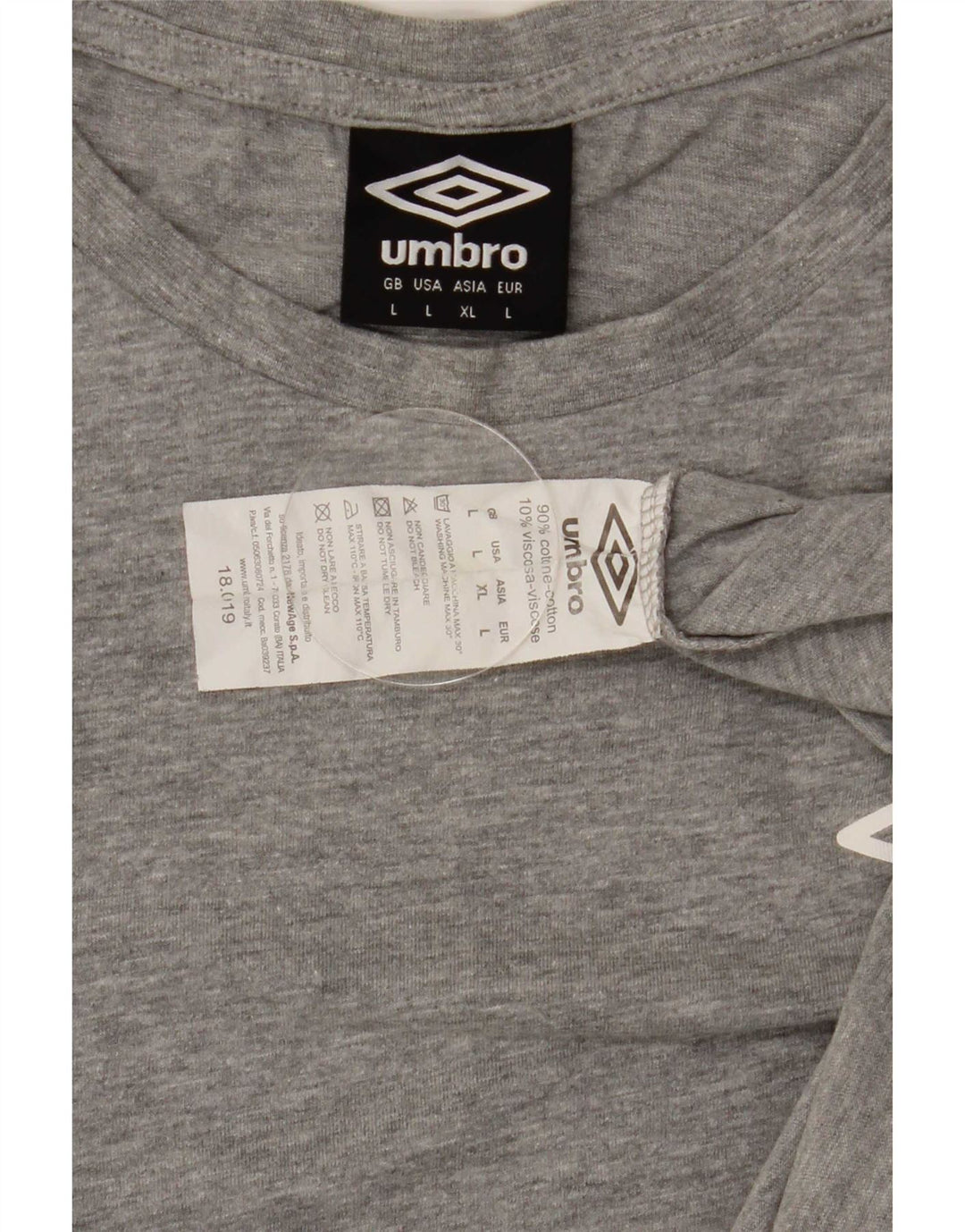 Umbro Mens T-Shirt Top Large Grey Cotton