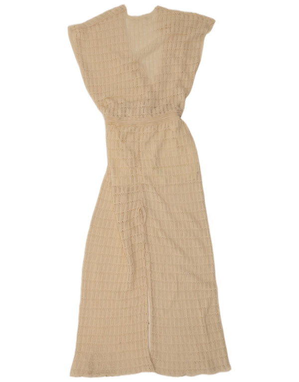 Macacão feminino vintage sem mangas UK 12 médio bege