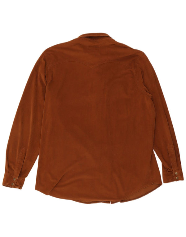Country Casuals Womens Velour Shirt Blouse IT 42/44 Medium Brown Triacetate