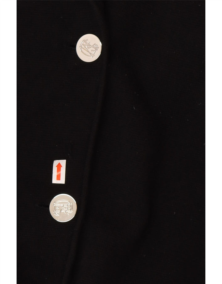 CHAPS Womens 3 Button Blazer Jacket UK 14 Medium Black Cotton