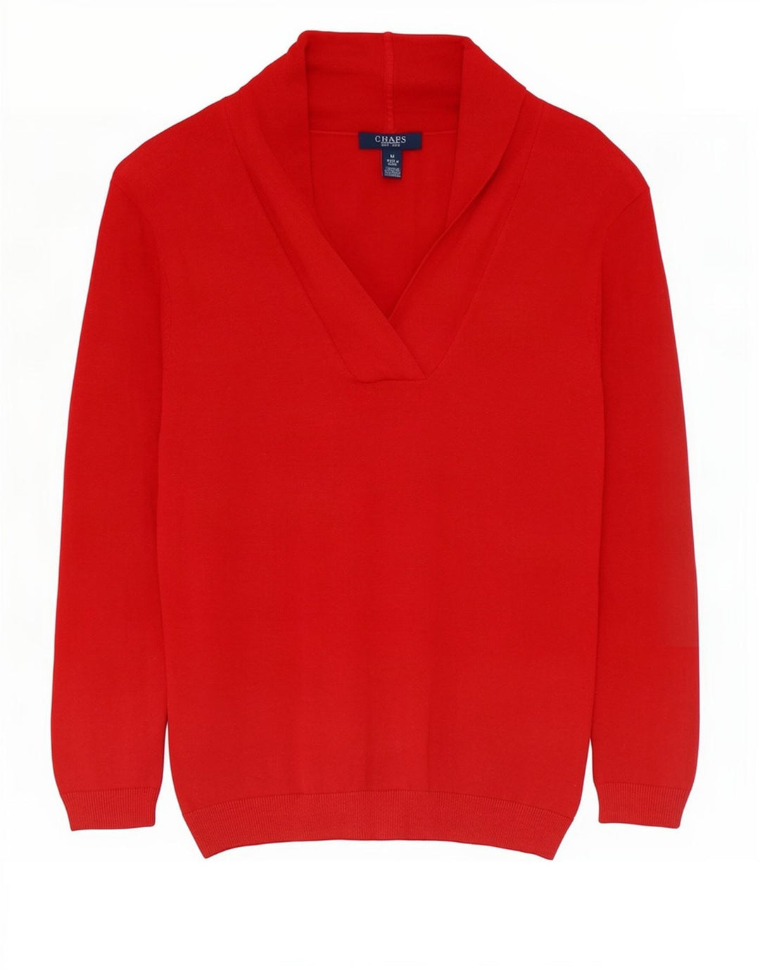 Chaps Dame Shawl Neck Jumper Sweater UK 12 Medium Rød Silke