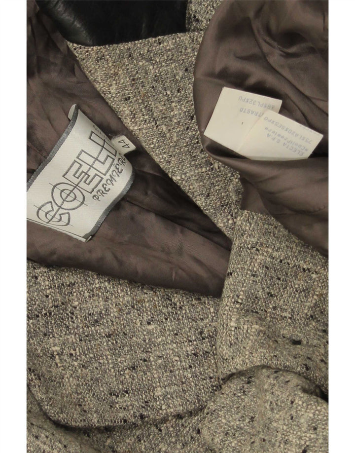 Vintage Womens 3 Button Blazer Jacket IT 44 Medium Grey Flecked Wool