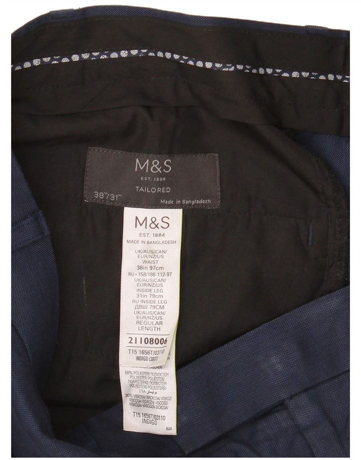 Marks & Spencer Straight Suit Bukser til mænd W38 L31 Marineblå polyester
