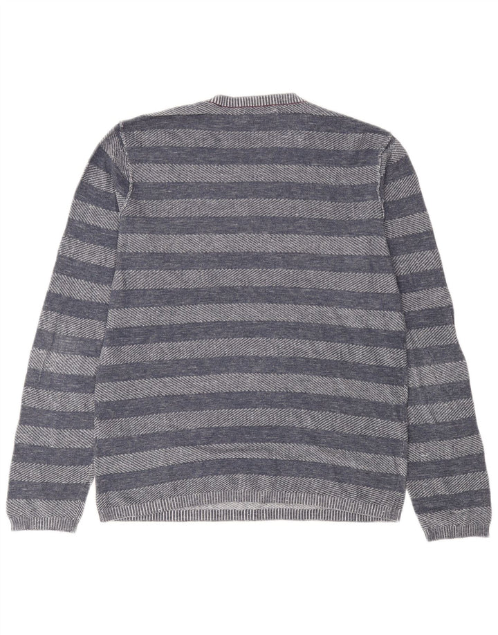 Jack & Jones Herren-Pullover mit Rundhalsausschnitt, mittelblau gestreift