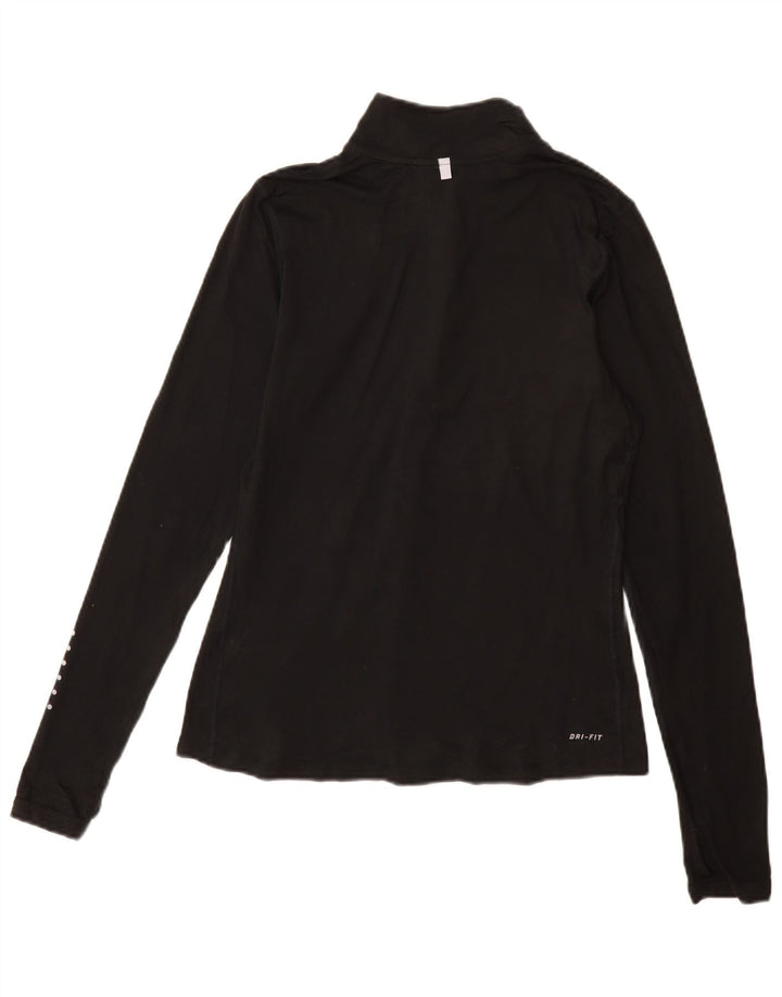 Nike Womens Dri Fit Zip Neck Pullover Tracksuit Top UK 10 Small Black