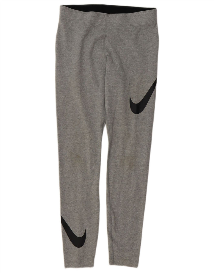 Nike Womens Leggings UK 14 Medium Grey Cotton Sports