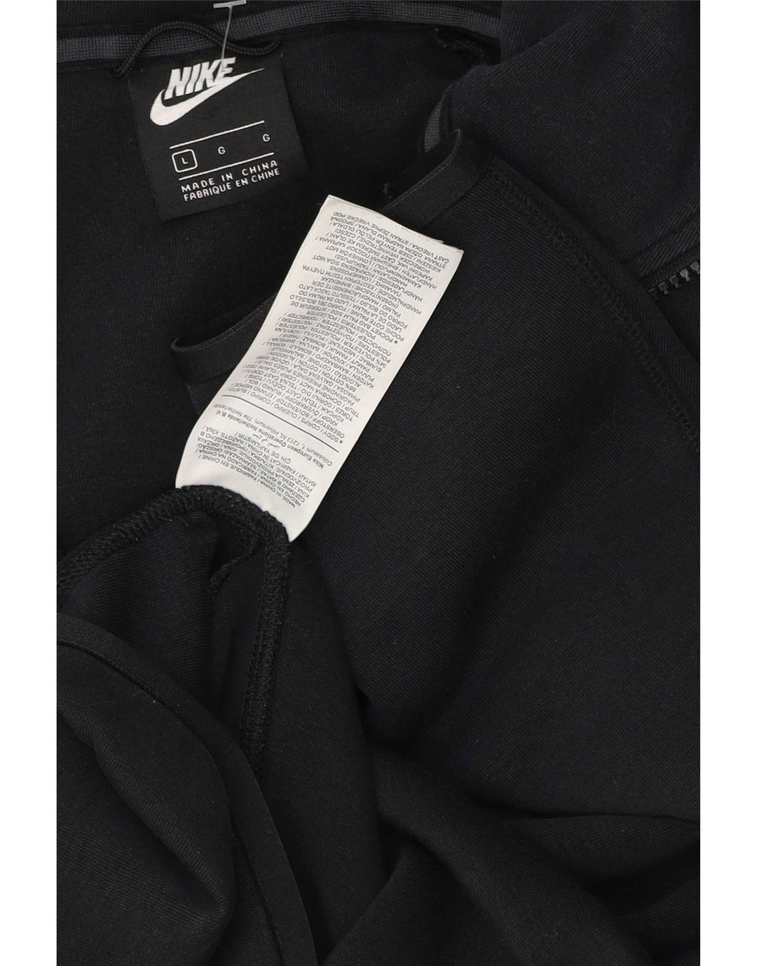 Nike Mens Zip Hoodie Sweater Large Black Cotton