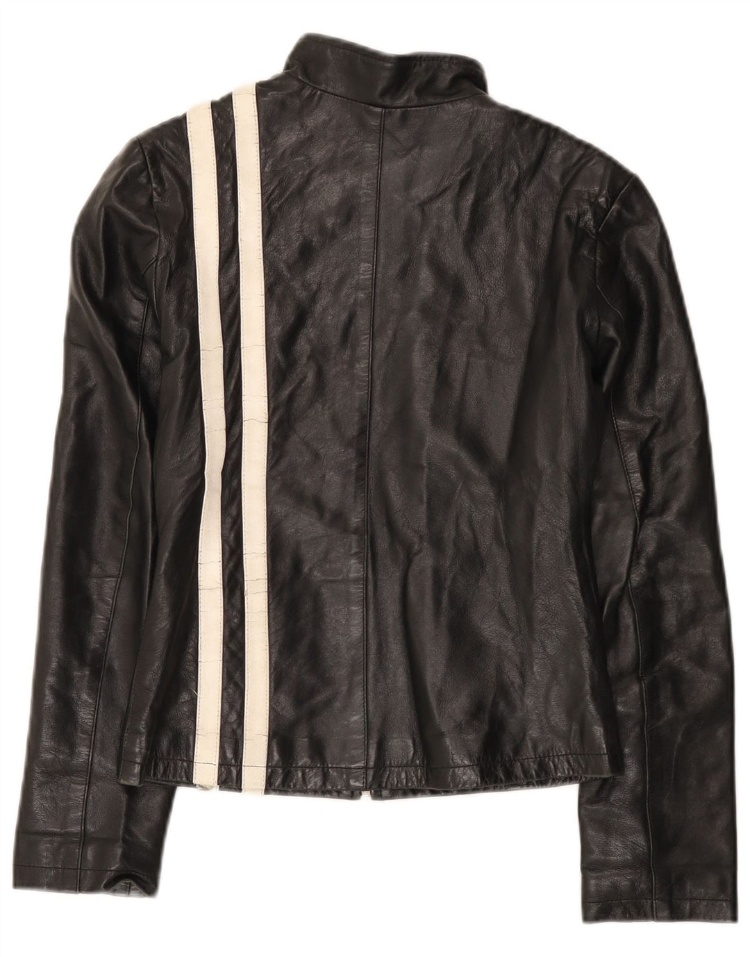 BRIXTON Womens Leather Jacket UK 10 Small Black Colourblock Leather