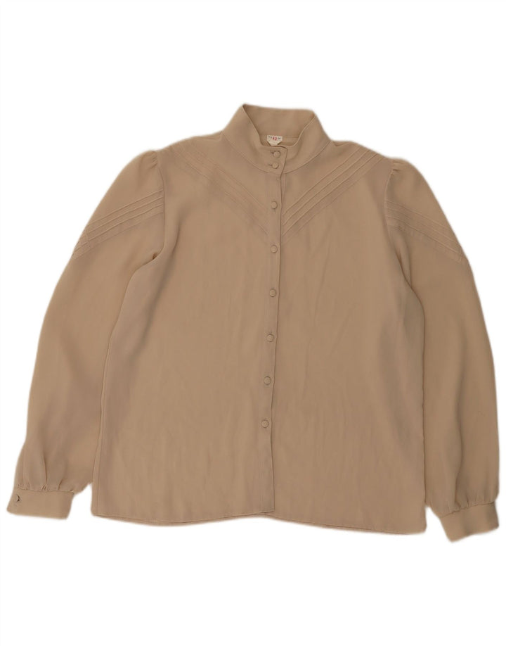 Vintage Womens Shirt Blouse IT 42 Medium Beige Polyester