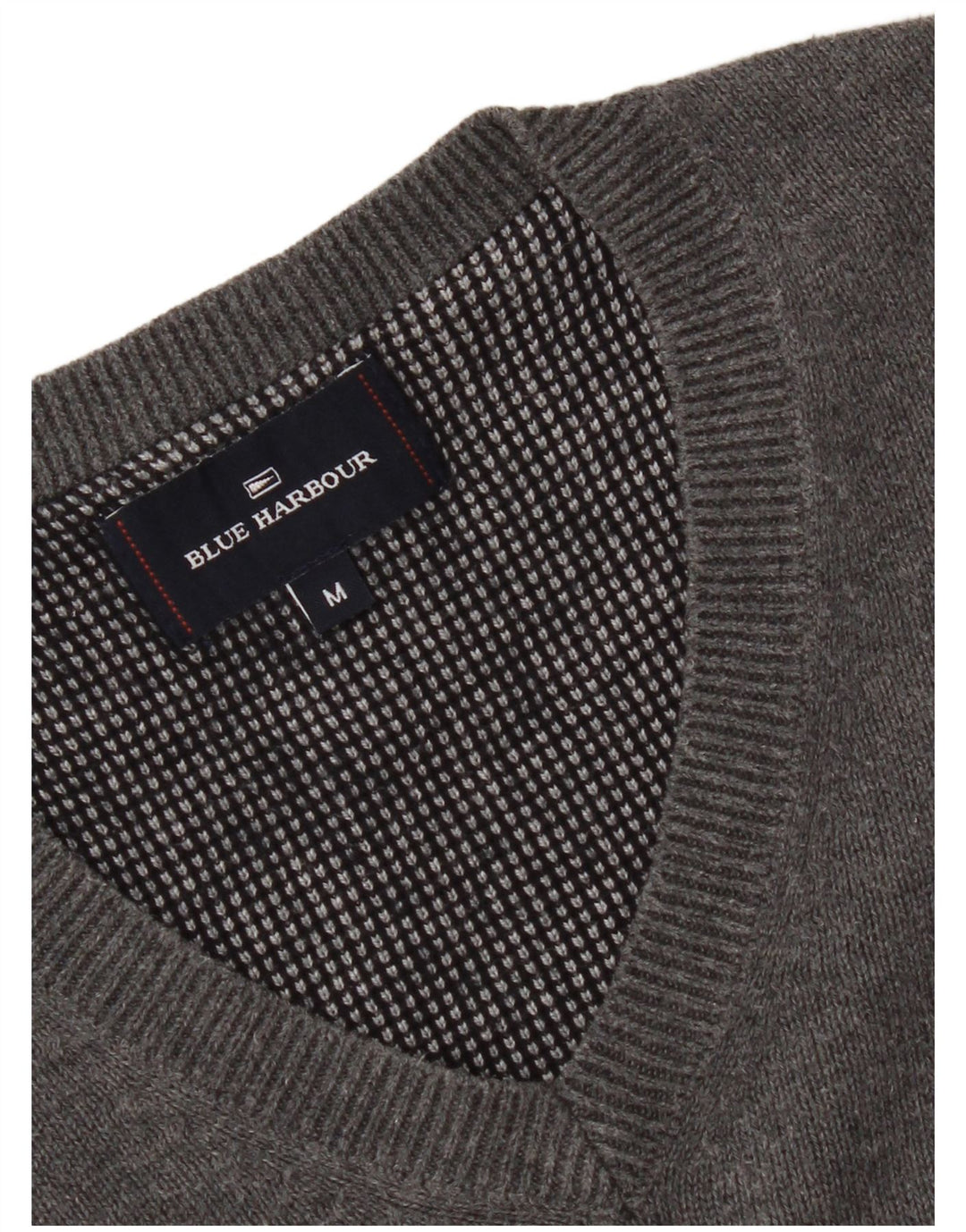 Marks & Spencer Mens Blue Harbour V-Neck Jumper Sweater Medium Grey Cotton