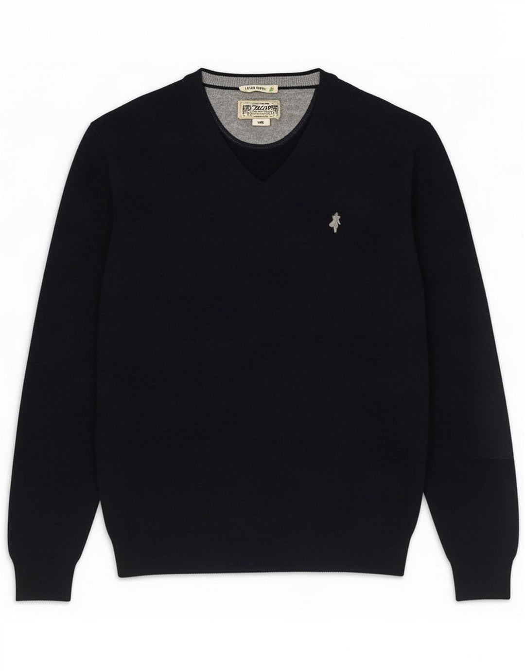 Marlboro Classics Mens V-Neck Jumper Sweater Large Navy Blue Wool