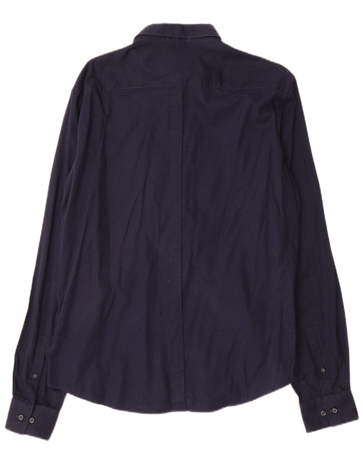 Camicia da uomo Dkny grande in cotone a quadretti blu navy