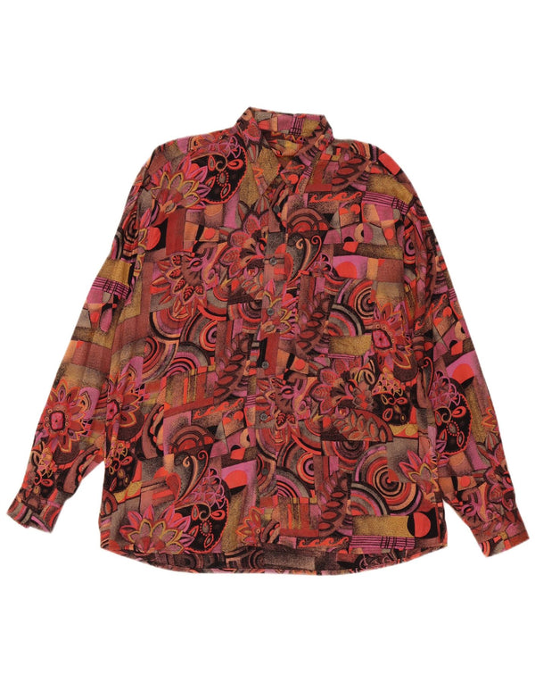 Camisa vintage para hombre talla 41/42 viscosa floral multicolor grande