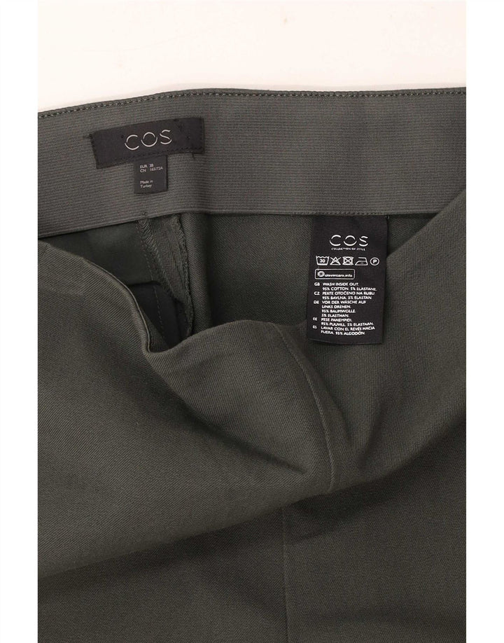 Cos Womens Regular Casual Trousers EU 38 Medium W28 L26 Green Cotton