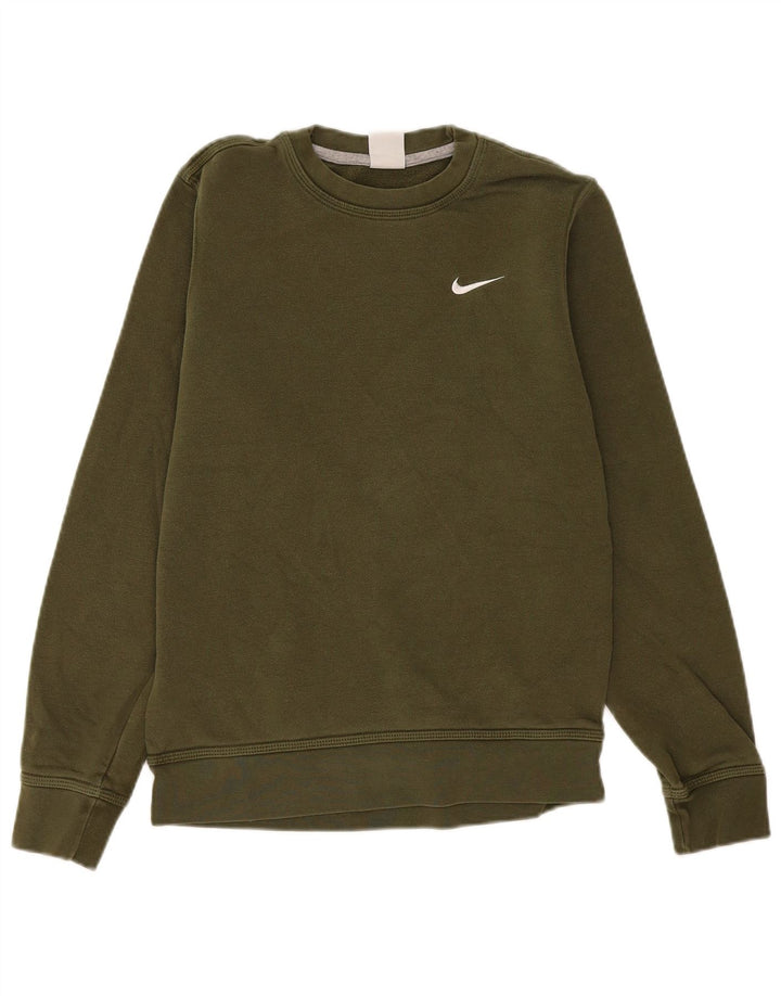 Nike Mens Moletom Jumper Pequeno Algodão Cáqui