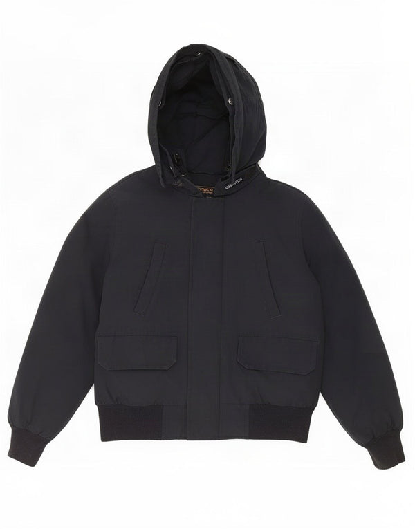 Woolrich Boys Hooded Padded Jacket 9-10 Years Black Cotton