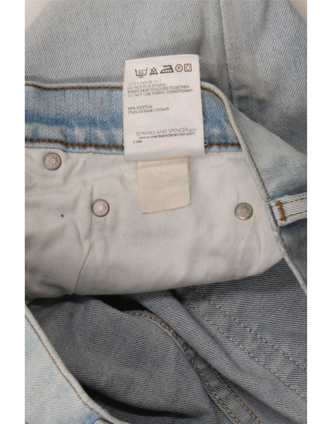 Marks & Spencer Womens Wide Leg Jeans W34 L29 Blue Cotton