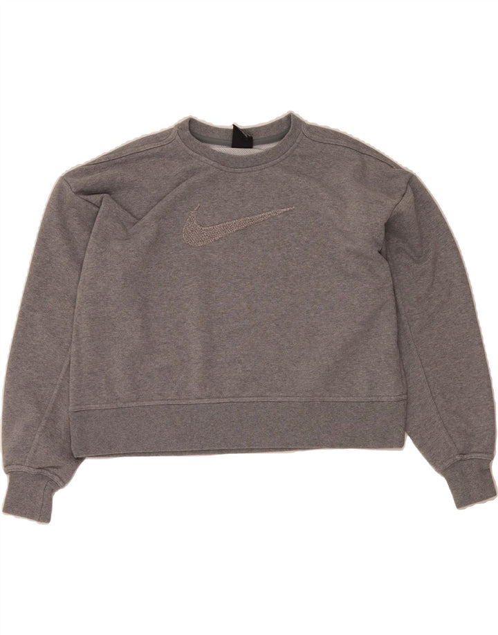 NIKE Womens Oversized Graphic Sweatshirt Jumper UK 10 Small Grey Cotton Vintage Nike and Second-Hand Nike from Messina Hembry 