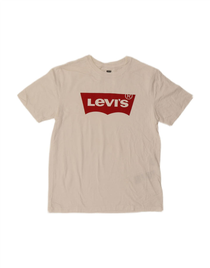 LEVI'S Mens Graphic T-Shirt Top Small Off White Cotton