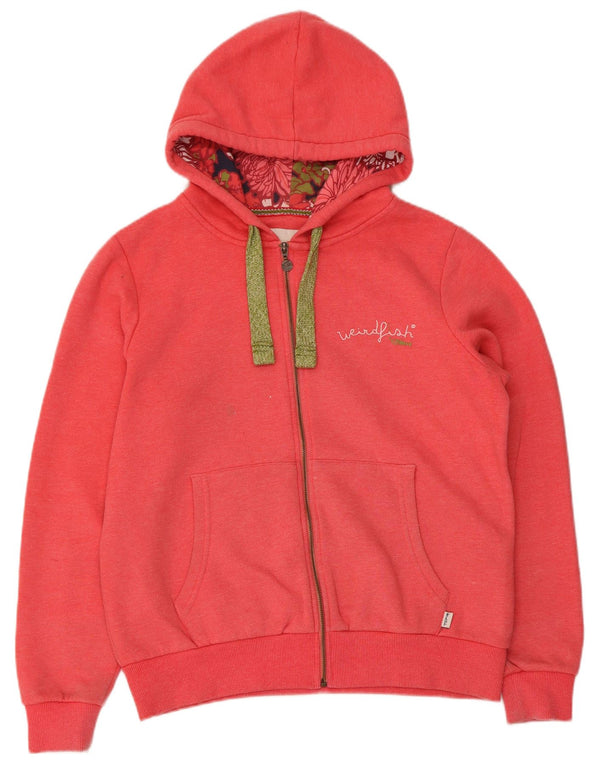 Weird Fish Womens Hoodie Hoodie Jumper UK 14 Large Pink Cotton
