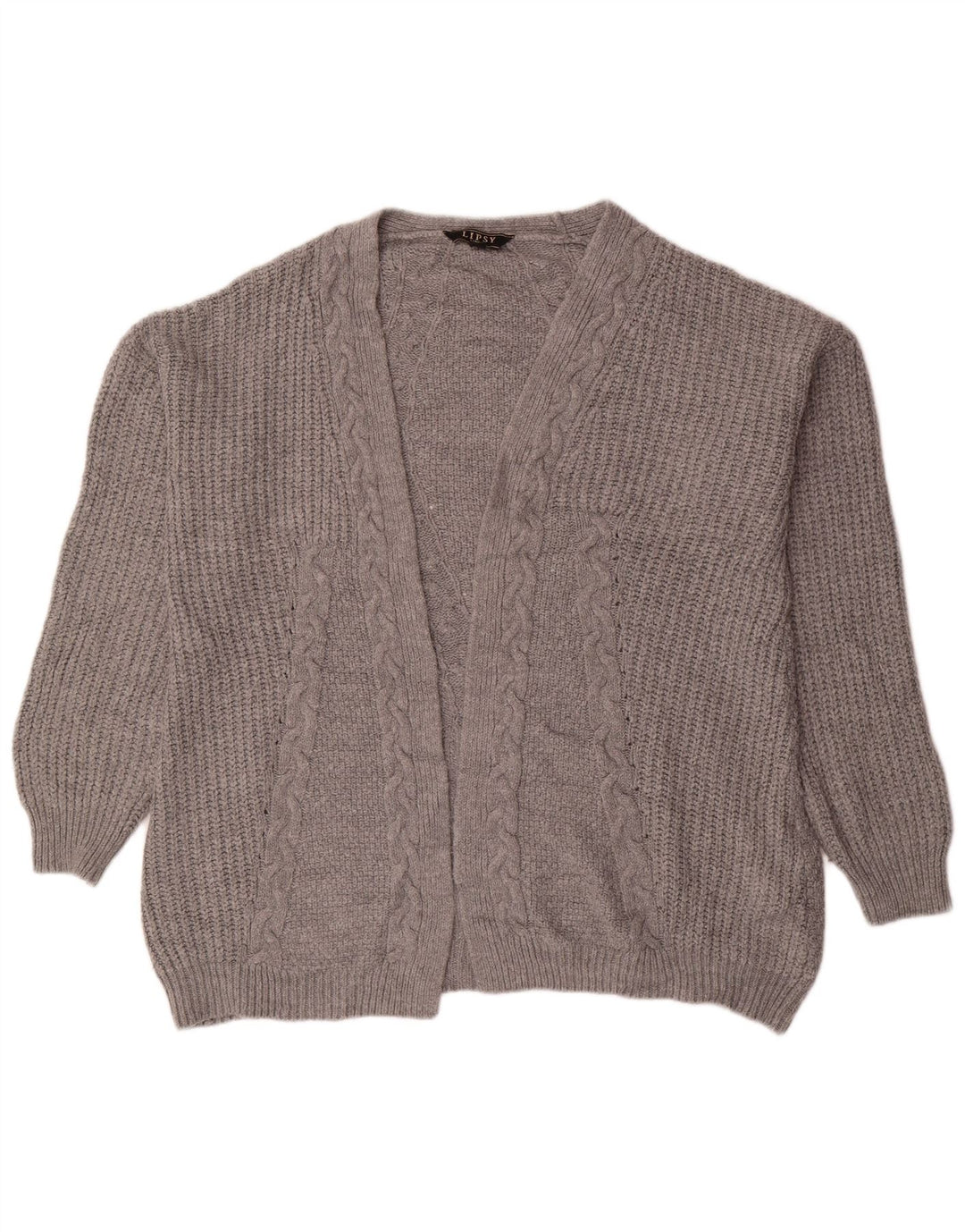 LIPSY Womens Oversized Longline Open Cardigan Sweater UK 16 Large Grey