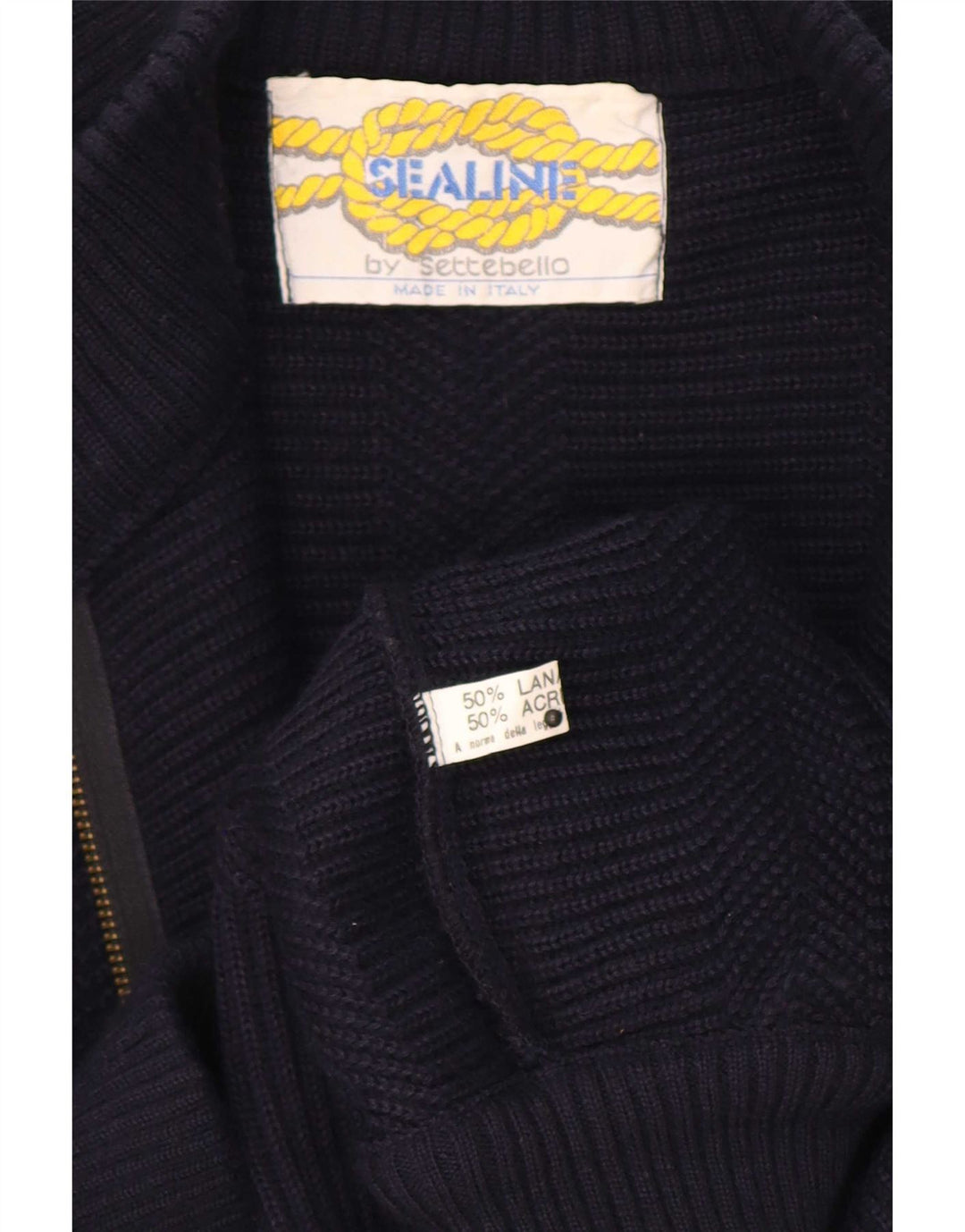 Suéter cardigã masculino Settebello lã azul marinho médio