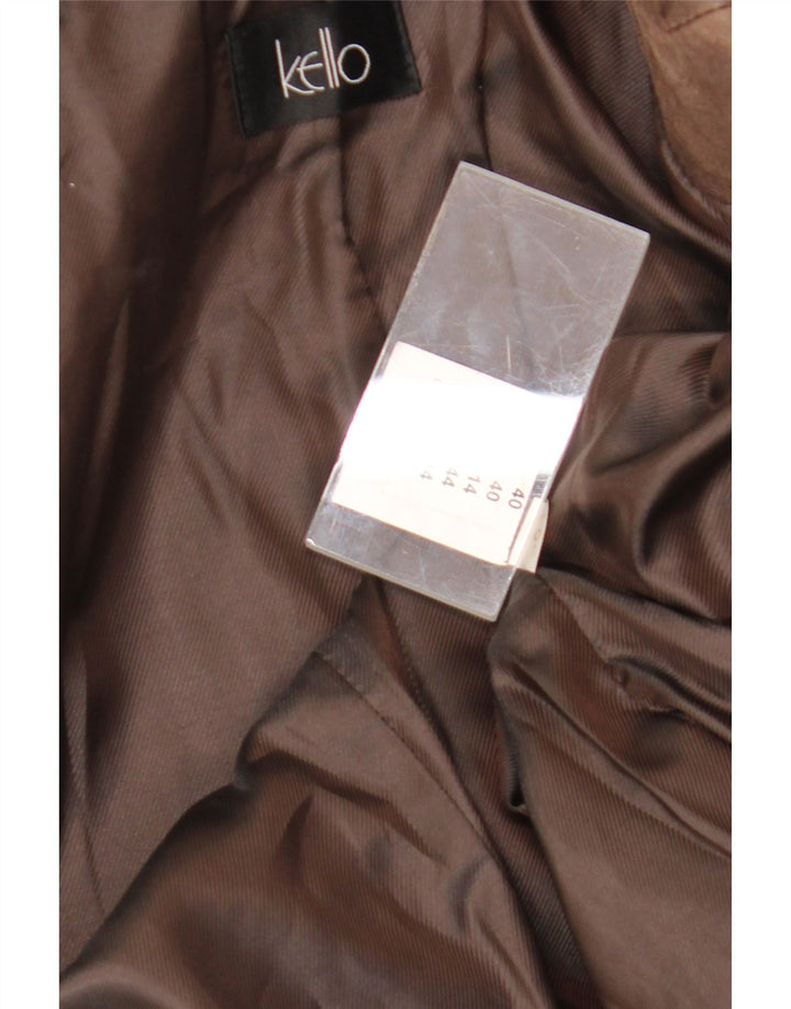 Kello Dame 1 Knap Læder Blazer Jakke UK 14 Medium Brun