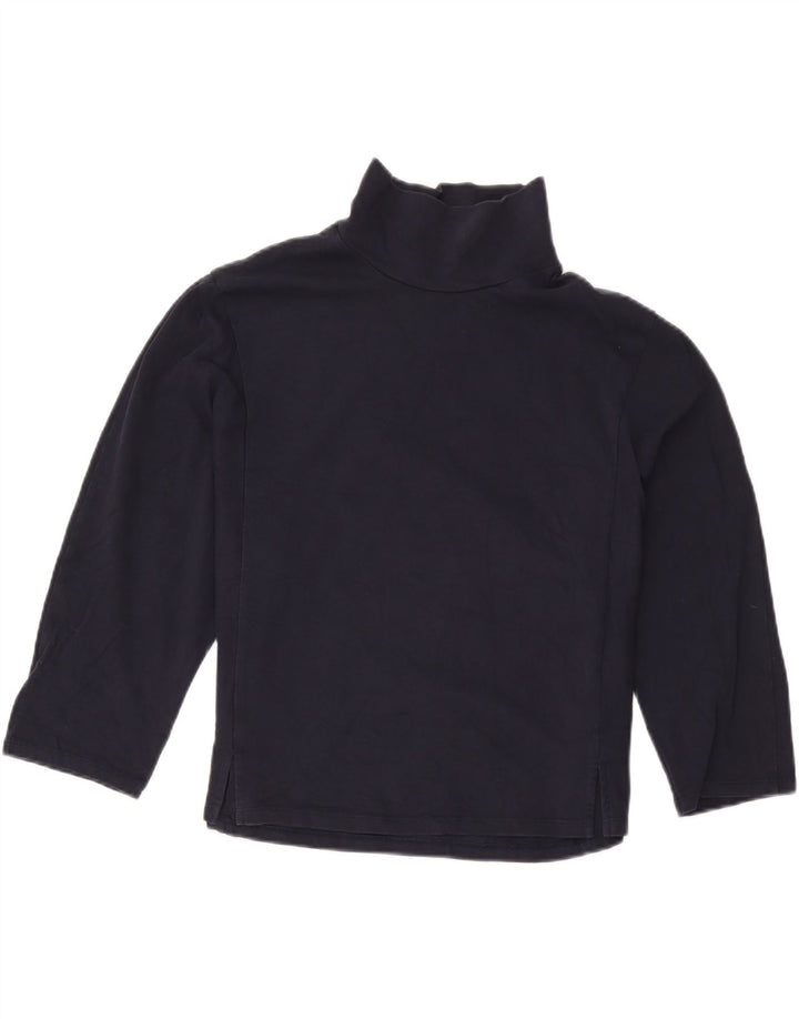 Marks & Spencer Womens Top 3/4 Sleeve UK 12 Medium Navy Blue Cotton