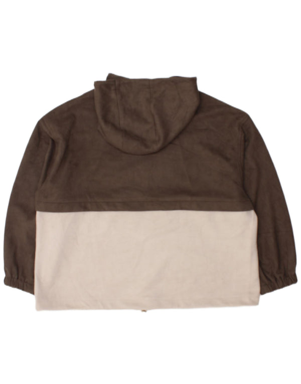 Zara Damen-Pullover, übergroß, mit Reißverschluss, Kapuzenpullover, UK 18, XL, Khaki, Farbblock