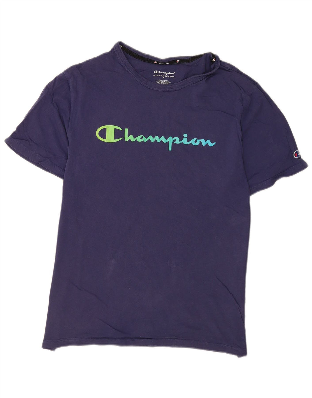 T-shirt grafica da uomo Champion Top in cotone blu navy medio