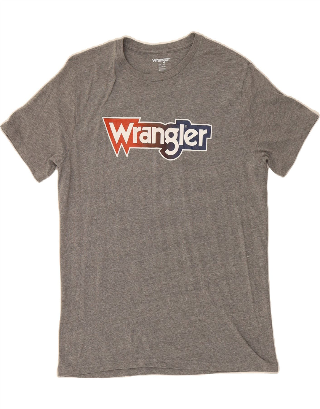 WRANGLER Mens Graphic T-Shirt Top Medium Grey Cotton Vintage Wrangler and Second-Hand Wrangler from Messina Hembry 