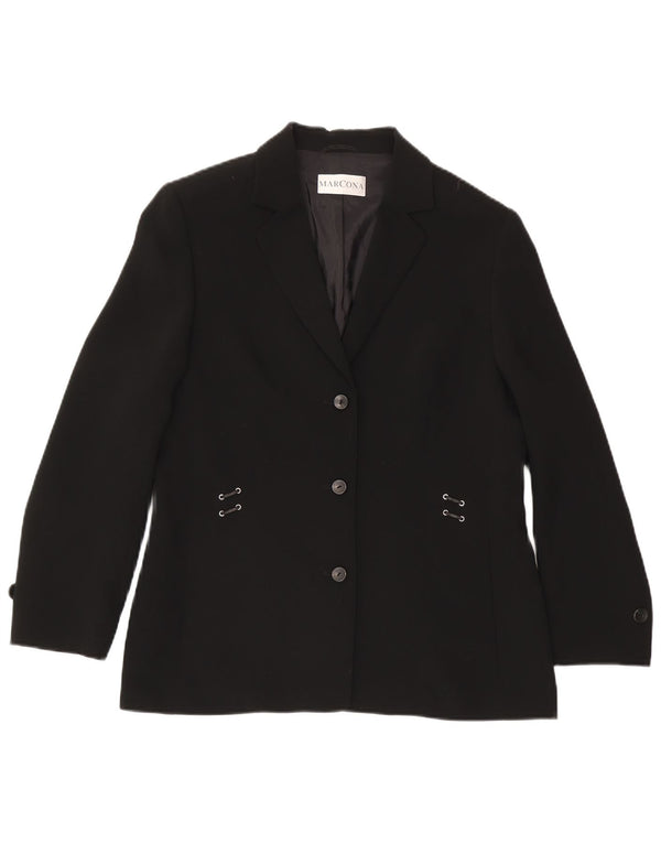 Marcona Womens 3 Button Blazer Jacket UK 16 Large Black Polyester