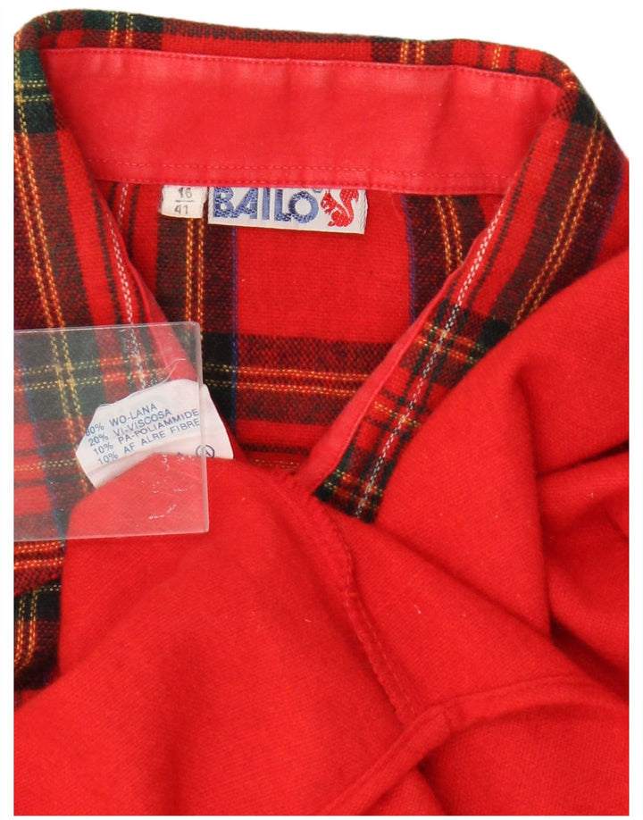 Bailo Mens Flannel Shirt Size 16 41 Large Red Plaid Wool Retro