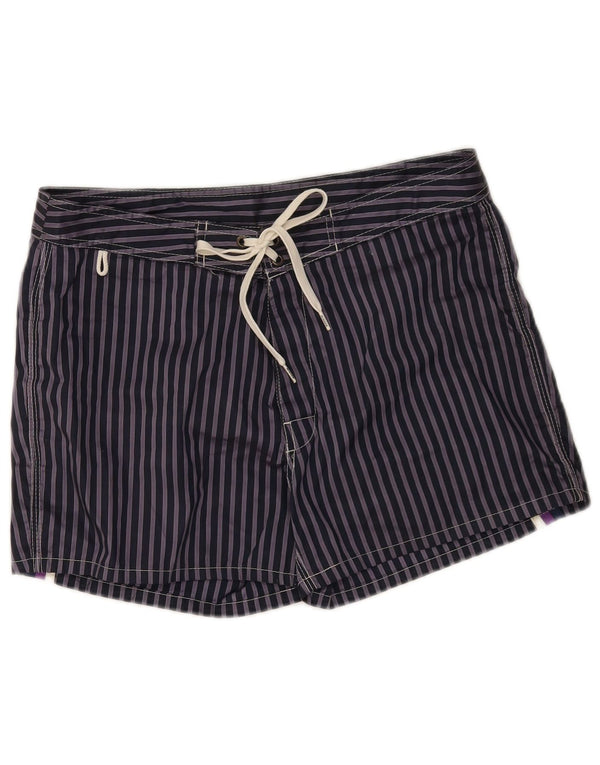 Sundek Mens Swimming Shorts Medium Navy Blue Pinstripe Polyester