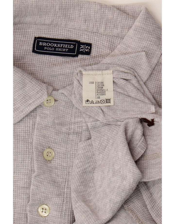 BROOKSFIELD Mens Polo Shirt IT 52 Large Grey Flecked Cotton