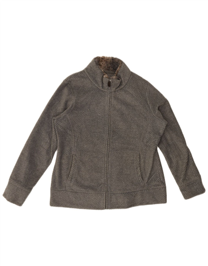 MARKS & SPENCER Womens Fleece Jacket UK 16 Large Grey Polyester