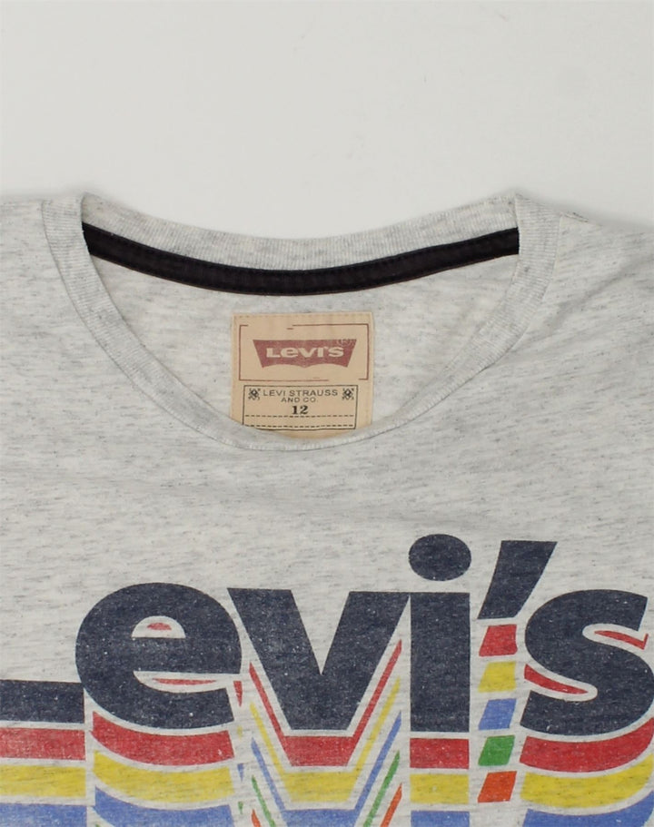 LEVI'S Boys Graphic T-Shirt Top 11-12 Years Grey Flecked Polyester | Vintage Levi's | Thrift | Second-Hand Levi's | Used Clothing | Messina Hembry 
