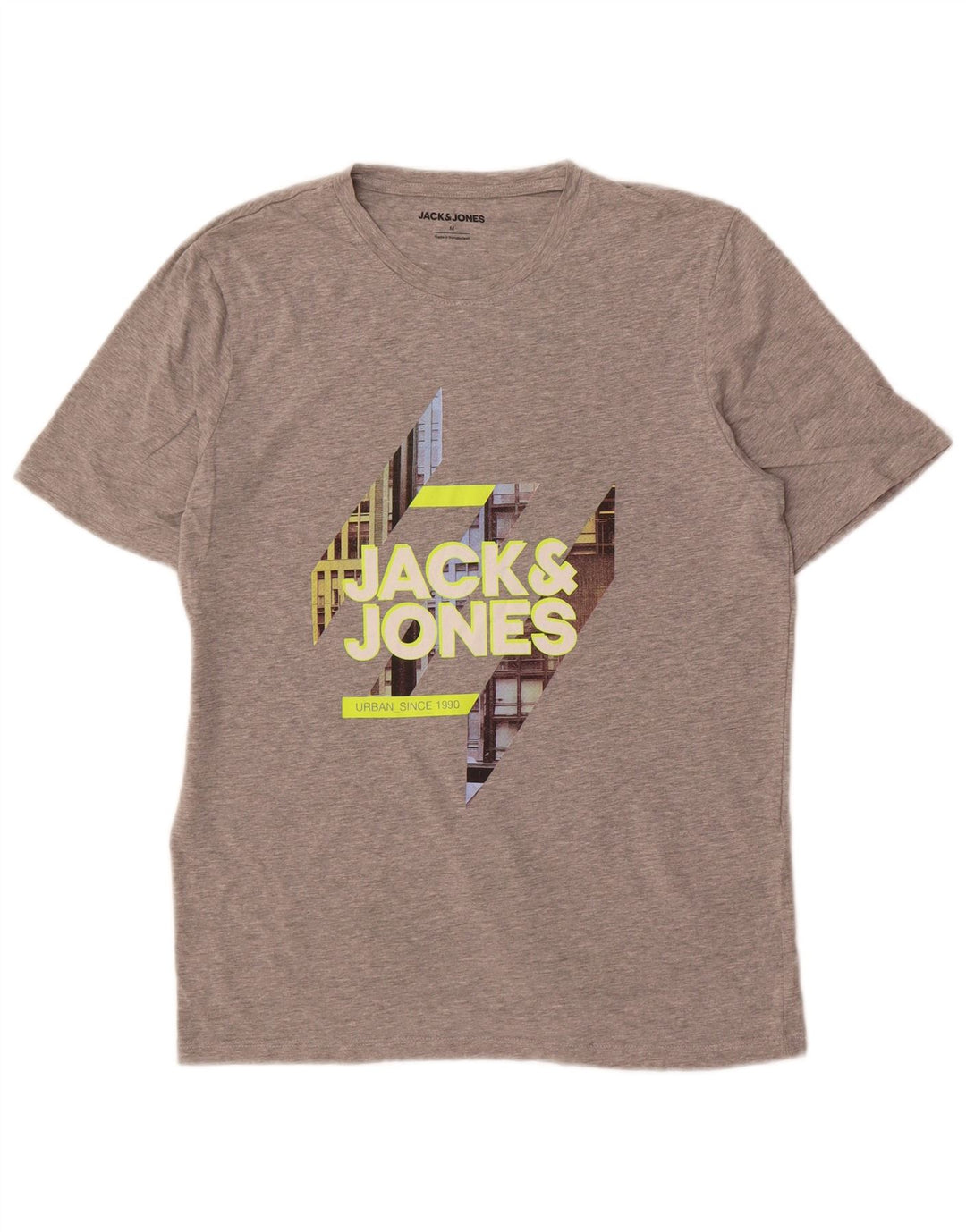 Jack & Jones Mens Graphic T-Shirt Top Medium Grey Cotton