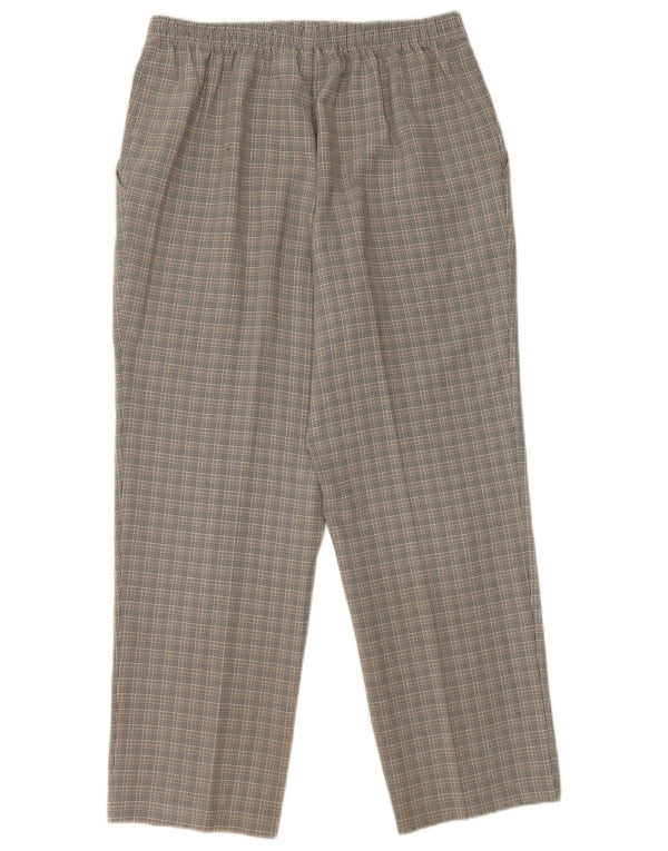 Marks & Spencer Womens Crop Casual Trousers UK 14 Large W32 L26 Black Check