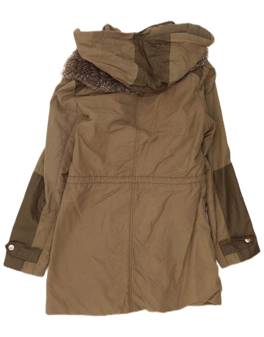 Karen Millen Womens Hooded Parka Jacket UK 12 Medium Khaki Polyester