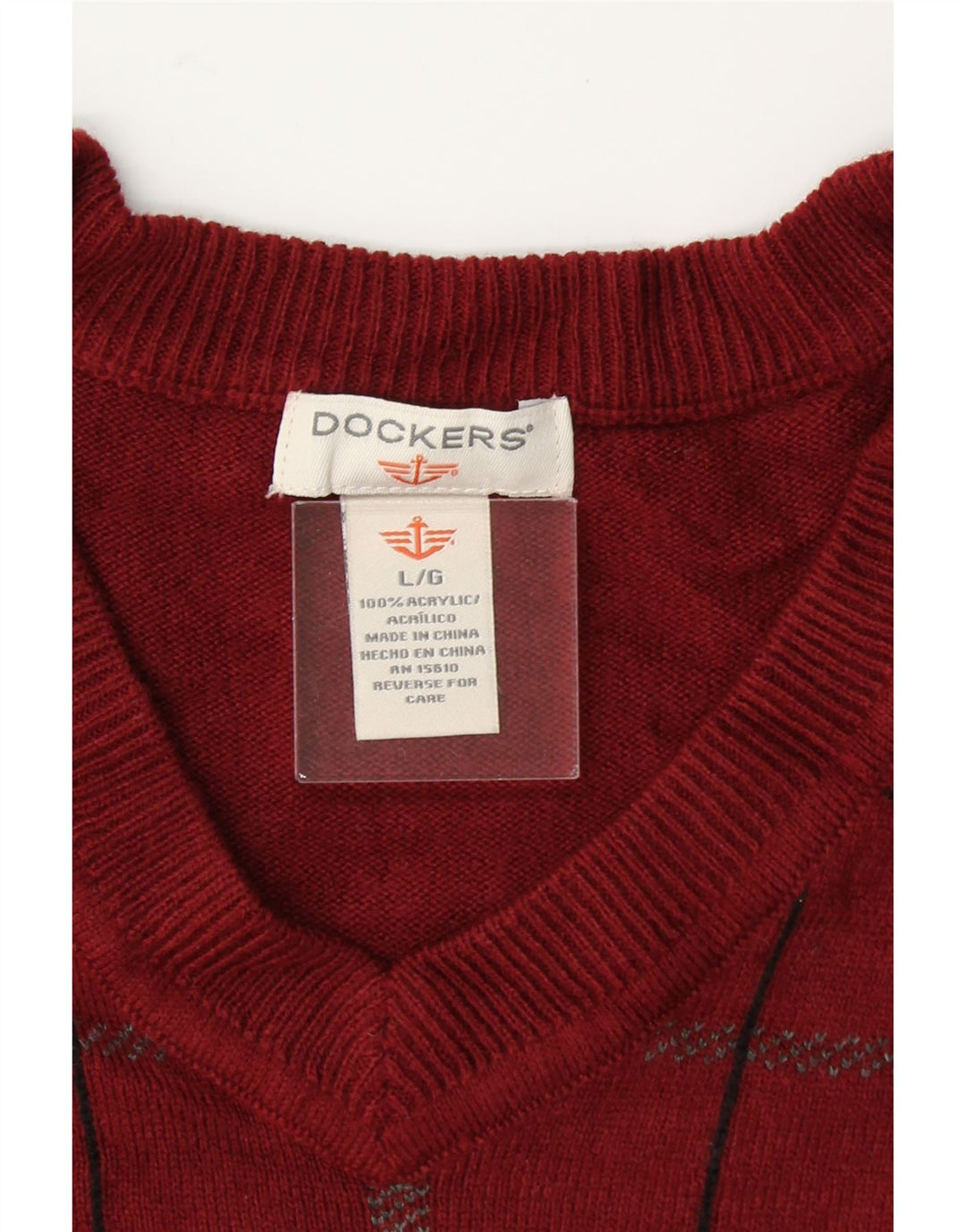 DOCKERS Mens Vest Tank Top Large Red Check Acrylic Vintage Dockers and Second-Hand Dockers from Messina Hembry 